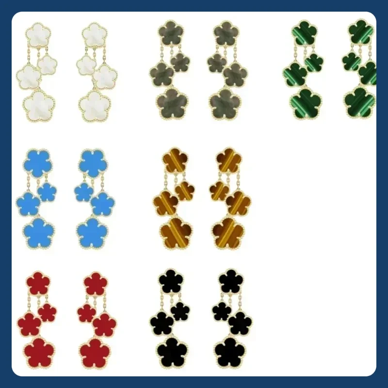 

2024 Hot selling Sterling Silver 925 Jewelry Exquisite Women's Drop Earrings with Four/Five Leaf Flower Design