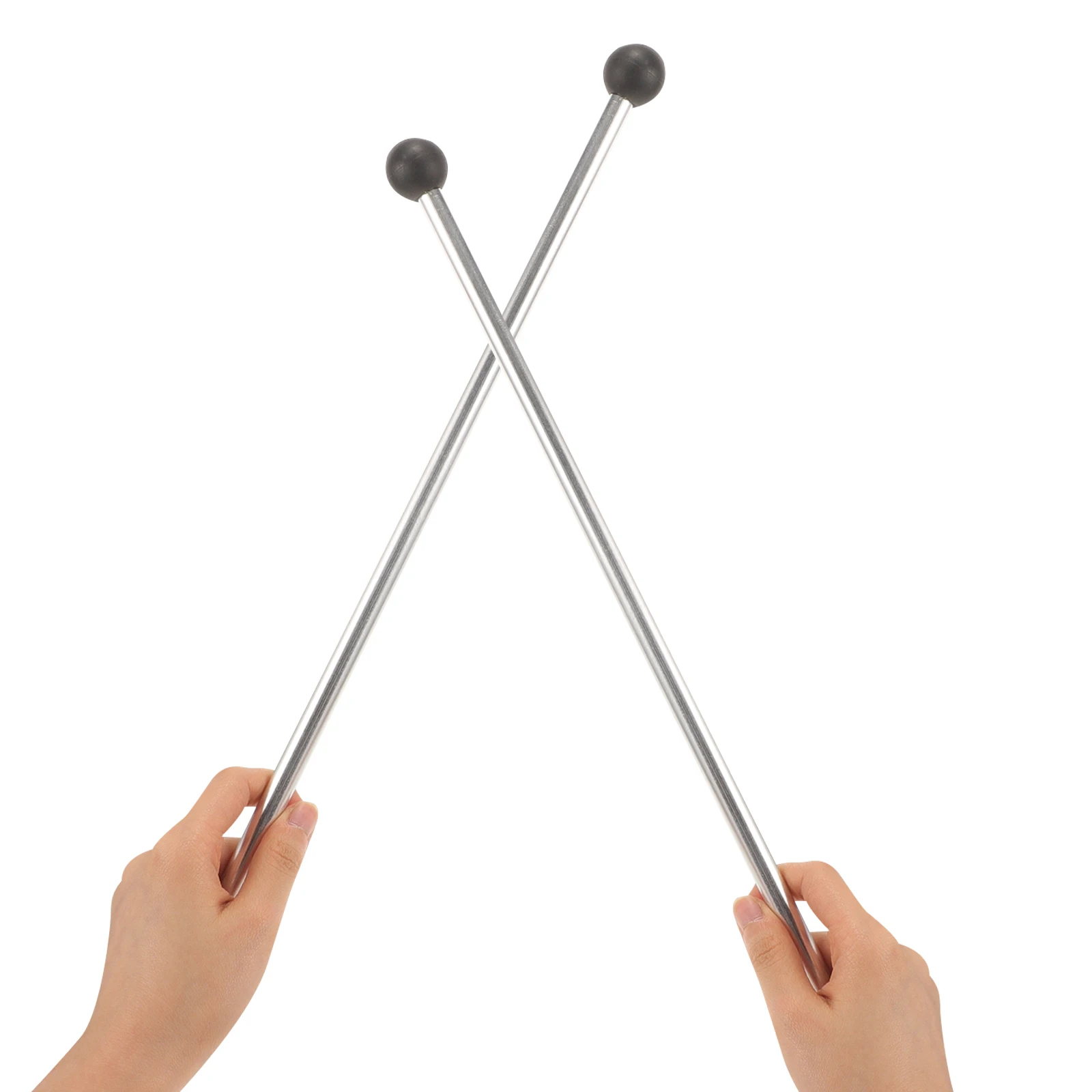 

2pcs Double-headed Mallets Black Rubber+Felt Tips for Xylophone Glockenspiel Marimba Drum Tongue Percussion Lightweight
