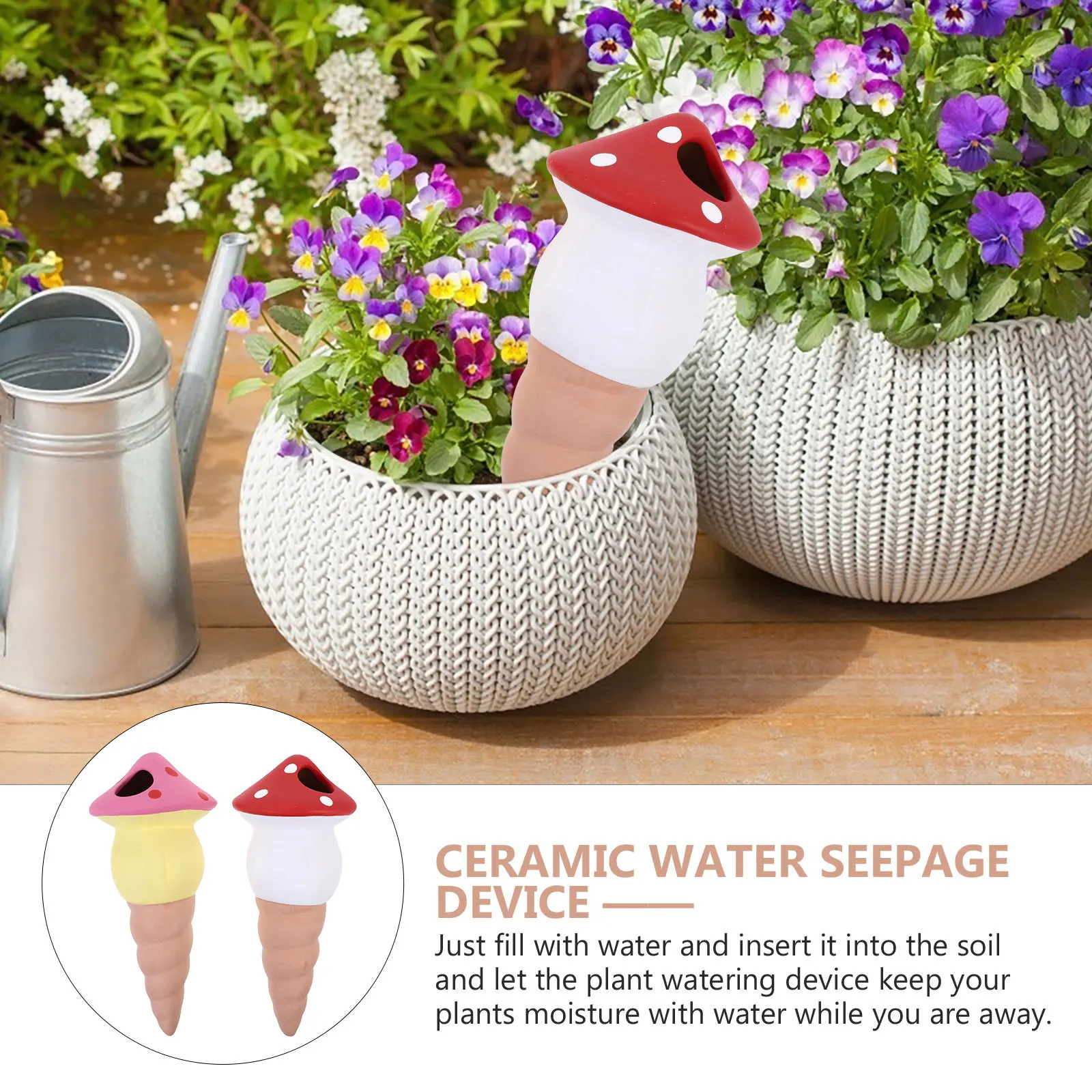 

4Pcs Automatic Watering Spikes Cartoon Design Durable Ceramic Plant Waterer for Indoor Outdoor Gardens Watering Spikes