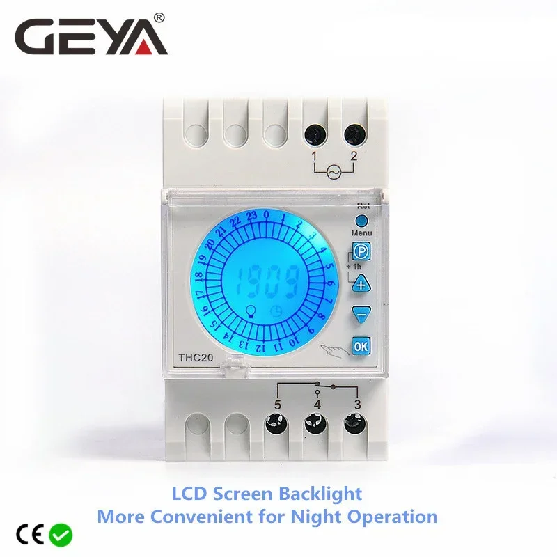 Imagem -04 - Geya-programável Interruptor de Controle de Tempo Led Backlight Timer Sceen Daylight Economizador Eletrônico Temporizador 24 Horas ac 220v 16a 20a
