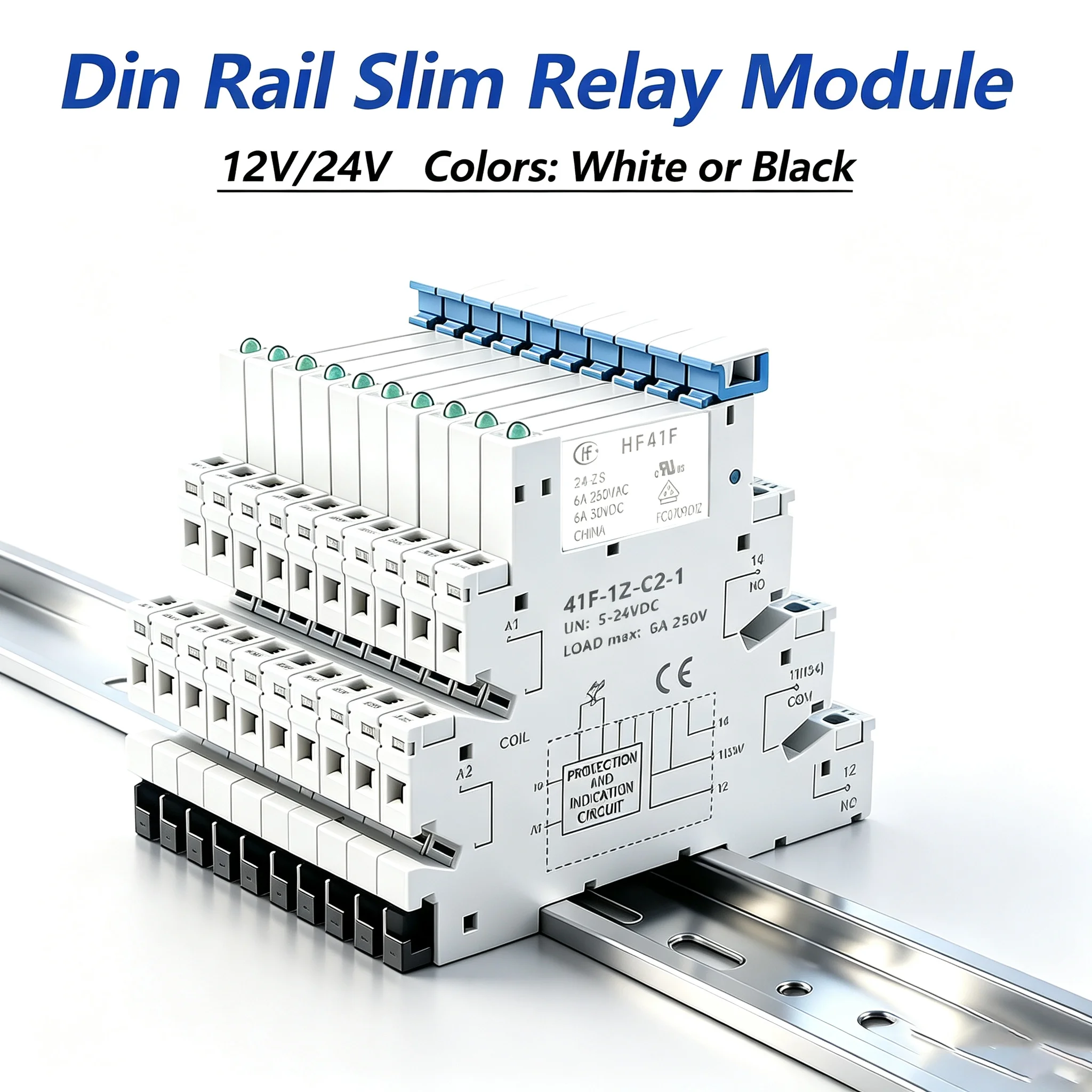 Slim Relay 41F-1Z-C2-1 Integrated PCB Mount Power Relay With 12-24V Universal Base Industrial Din Rail Ultra-thin Relay