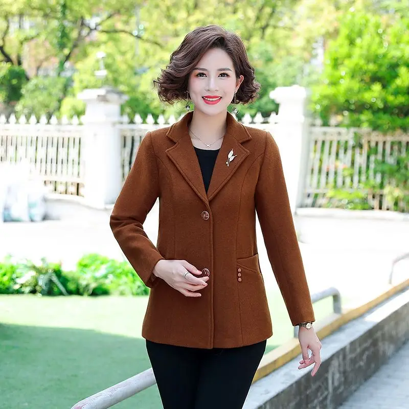 여성용 패셔너블한 양모 재킷, 큰 사이즈, 칼라, 가을 겨울 의류, 출퇴근용, 중국산, 롱 슬리브