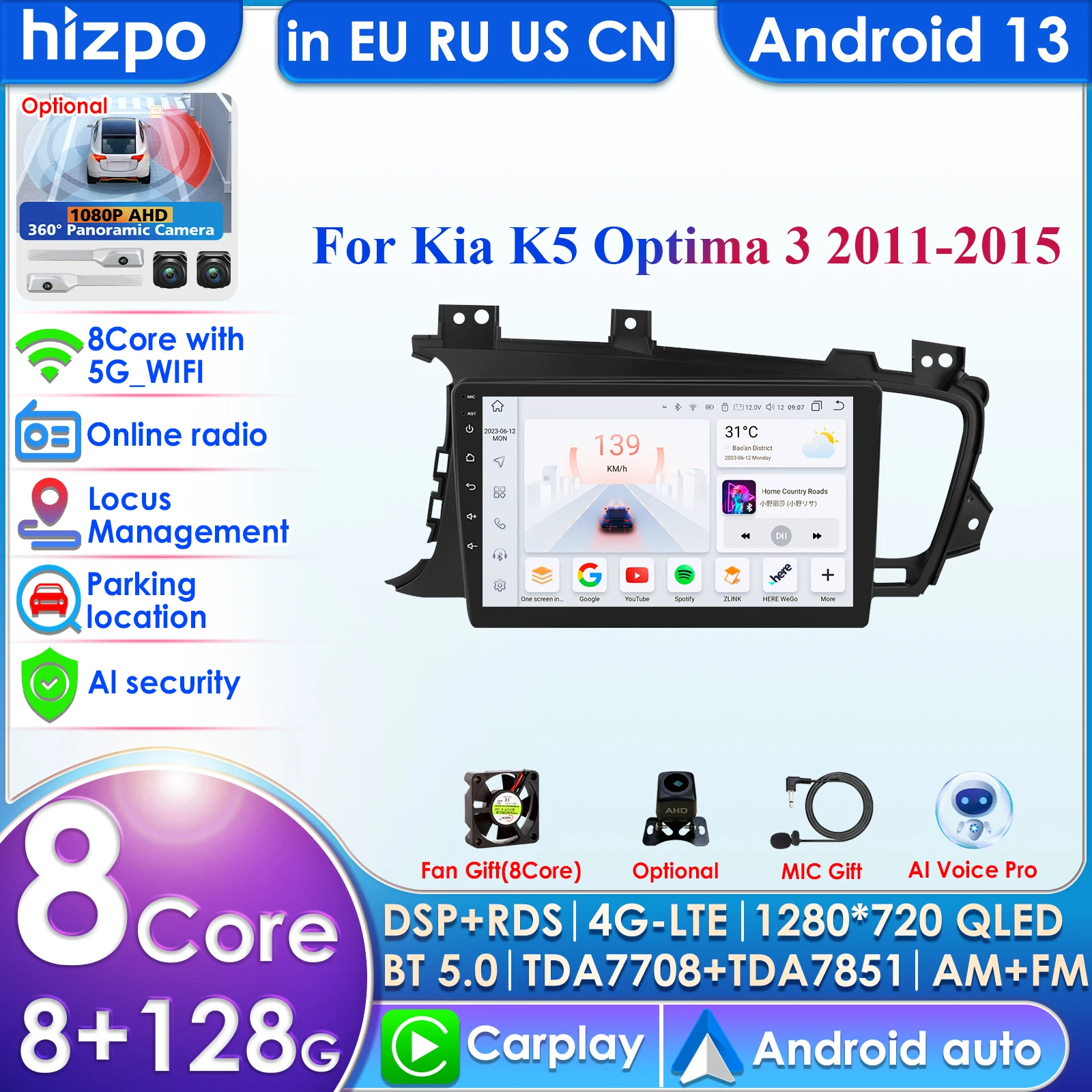 8Core 7862 Pro AI System 4G Car Radio Carplay Android Auto For KIA Optima K5 2013 - 2015 Multimedia Player GPS Navigation Stereo