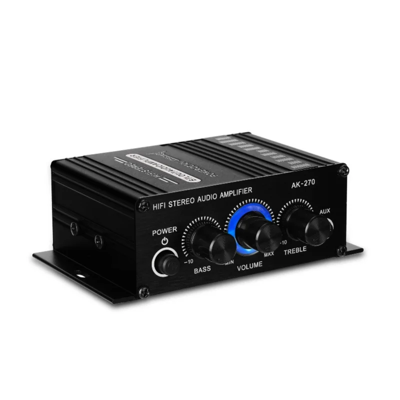 AK270 Mini Audio 2-Channel Stereo Power Amplifier Portable Sound Amplifier AUX Input Speaker Amp For Car And Home