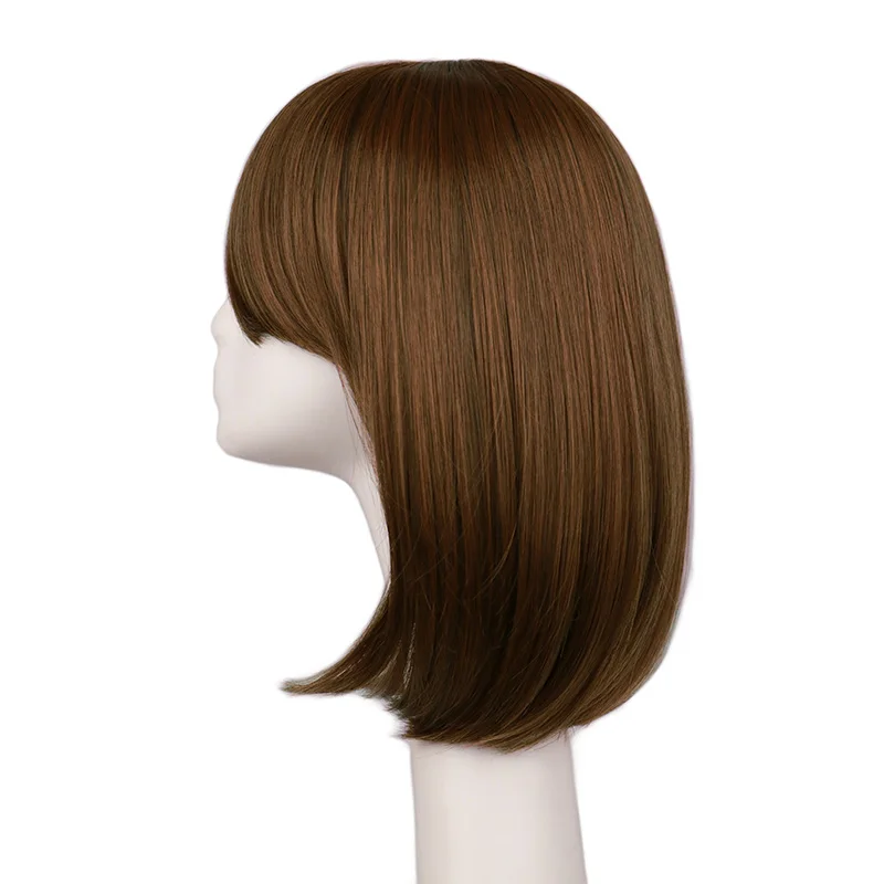 14 inch korte rode pruiken vrouwen korte rechte bob met pony natuurlijke schattige synthetische rechte pruiken voor dagelijks feest Halloween cosplay
