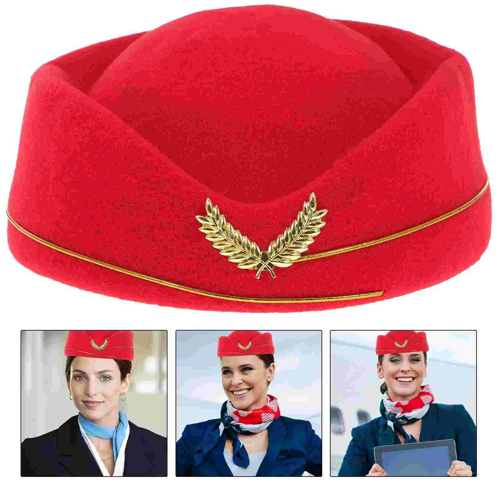 

Women's Hats & Caps Stewardess Costume Accessories Flight Attendant Box Plane Beret Air Hostess Man Uniform