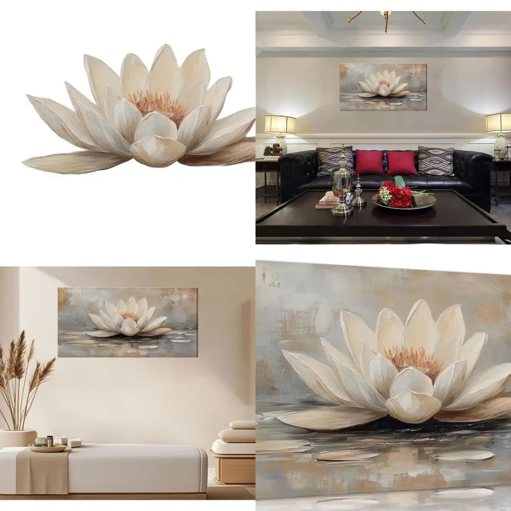 

Elegant White Lotus Wall Art for Serene Spaces: Ideal for Yoga, Spa, Meditation, and Home Decor