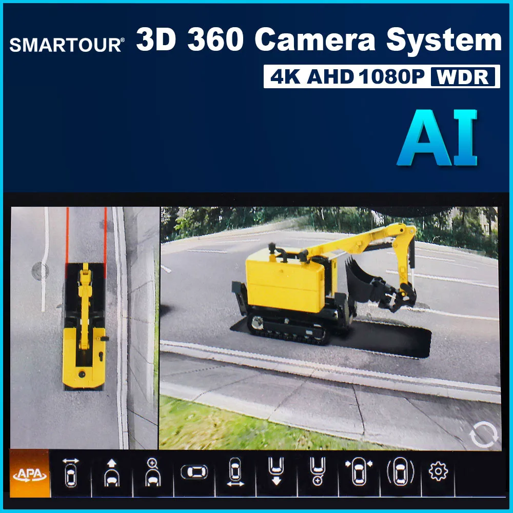 Universal 3D AI Car Camera Bird's-eye AHD 1080P Control Box System 360 Degree Surrounding Monitoring HD For BUS Truck 24V-36V