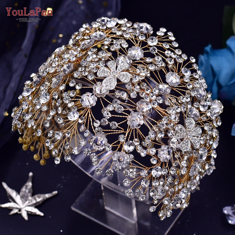 

YouLaPan HP240 Bridal Crown Wedding Tiara and Headdresses Hair Accessories Rhinestone Women Headband Handmade Brides Headpiece