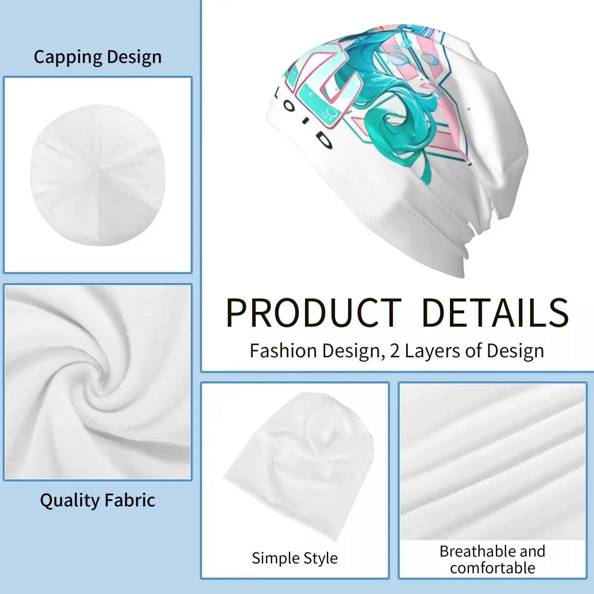 Hatsune Miku Chemo Beanie Pria Wanita Pakaian Musim Dingin Topi Skullies Topi Rajut