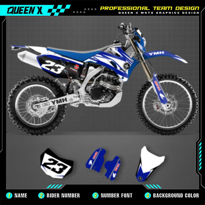 

Мотоциклетные графические наклейки QUEEN X MOTO для YAMAHA 2007, 2008, 2009, 2010, 2011, 2012, 2013, WRF250, наклейки на мотоцикл 002