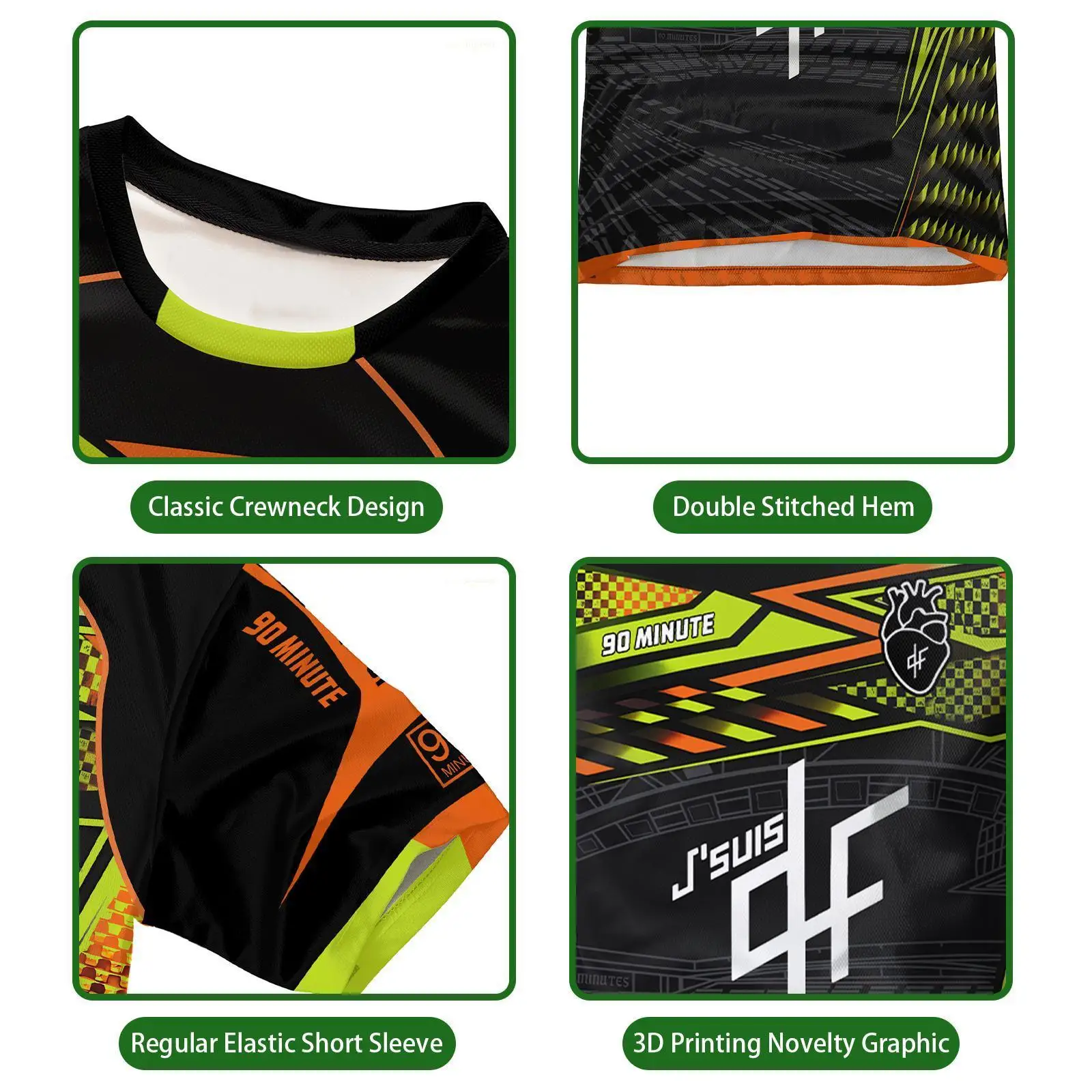 90 Minute PNL J'suis QLF Maillot imprimé T-shirt d'entraînement de football à manches courtes pour hommes et femmes Vêtements pour enfants et adultes