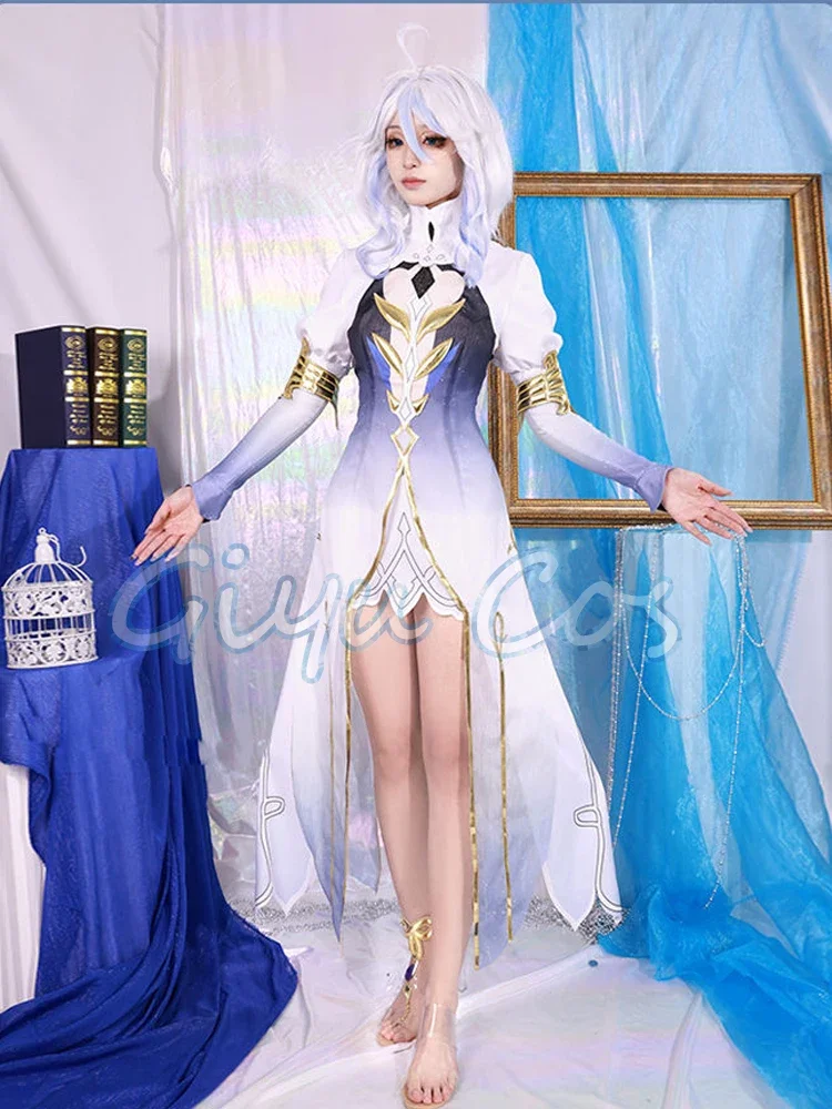 Genshin Impact Furina Focalors disfraz de Cosplay para mujer, ropa diaria, uniforme de carnaval, fiesta de Halloween Disfraces de, juego de Mascarada