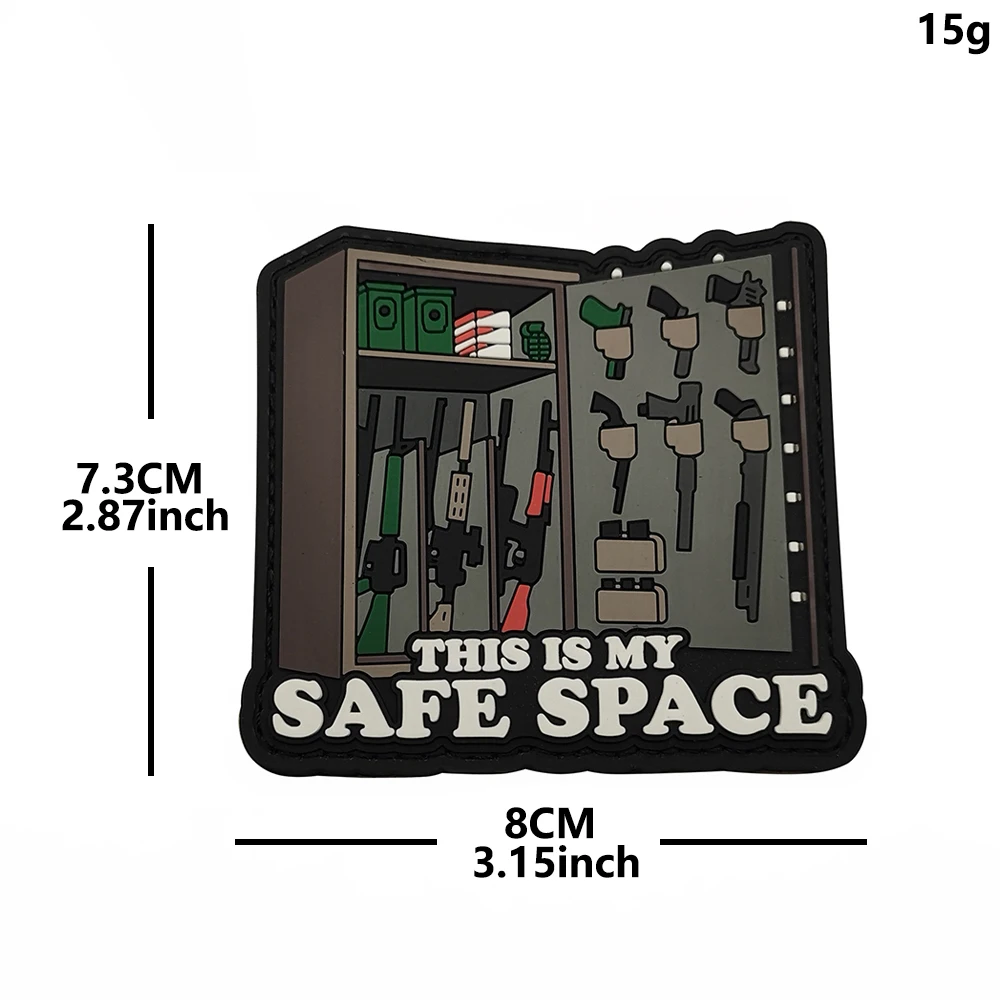 Funny Gun Safe PVC Patch This Is My Safe Space Hook Backing Tactical Badge for Jacket Backpack Decor view 5