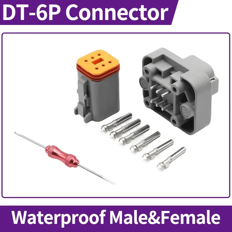 

1/5/10/100 Sets DT Deutsch Automobile Waterproof Connector Male Female Plug DT15-6P/DT06-6S Straight Needle Seat Socket Terminal