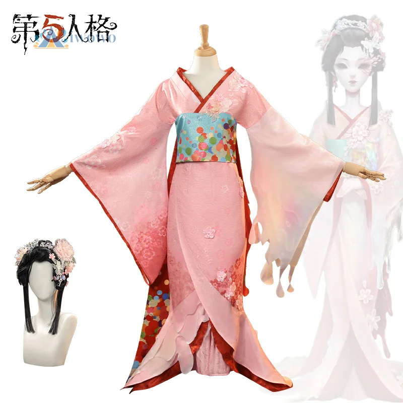 

Костюм для косплея Identity V Geisha Michiko, кимоно с янтарными слезами, платье, головные уборы, заколки для волос, наряд для женщин и девочек, набор для ролевых игр