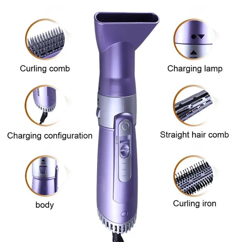 Professional 4 in 1 เครื่องเป่าผมมัลติฟังก์ชั่น Curler Curling Straightener หวีเหล็กแปรงไฟฟ้าเครื่องมือจัดแต่งทรงผม Travel