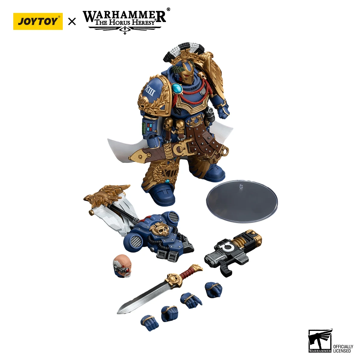 Figura de Acción JOYTOY Warhammer 30K 1/18, Pretor de la Legión Ultramarina con Espada de Poder y Modelo de Serpenta Volkite