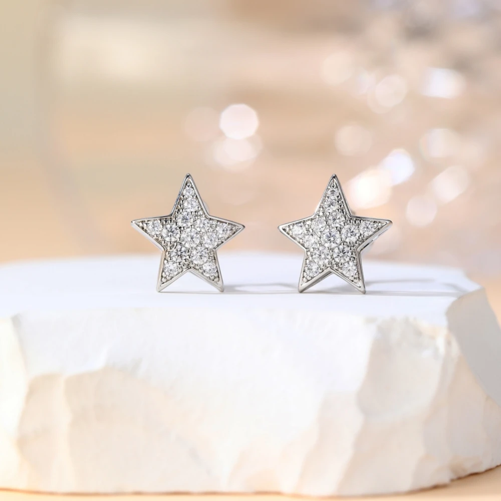 

2024 Hot Selling Five Pointed Star Zircon Earrings Stylish Eye-Catching Exquisite And Beautiful Birthday Gifts