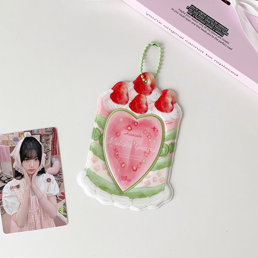 Niedlicher Fotokartenhalter Erdbeerkuchen 3 Zoll Kpop Kartenhalter Mini-Karten-Display-Tasche Anhänger – Detail 3
