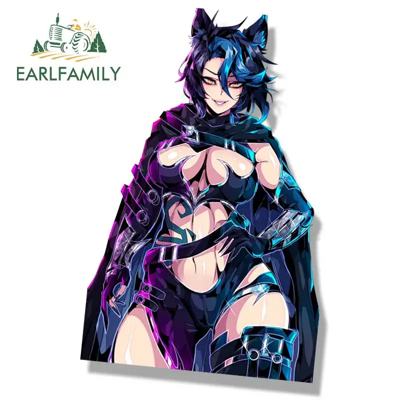 EARLFAMILY Spectre Wolf Bounty Hunter Fanart Car Sticker Cartoon Sketch Waifu Decal JDM Gothic Tattoo Girl Peek Graffiti Sticker