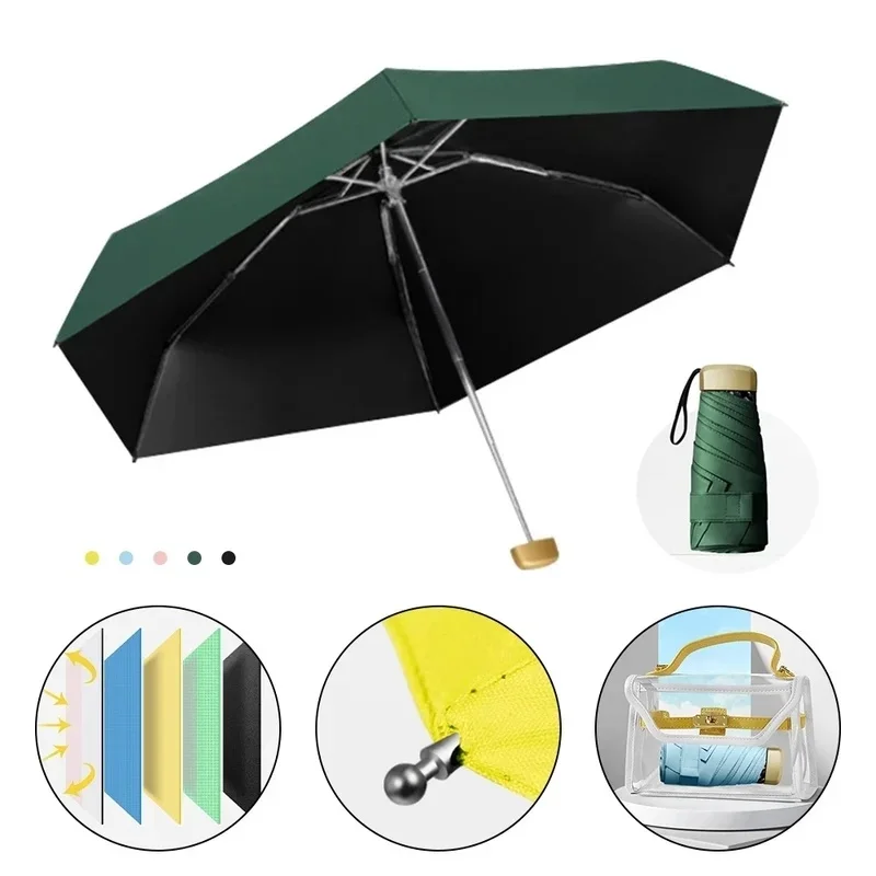 Mini Pocket Folding Umbrella Rain Small Fashion Women Men Parasol Girls Anti-UV Waterproof Windproof Portable Travel Umbrella