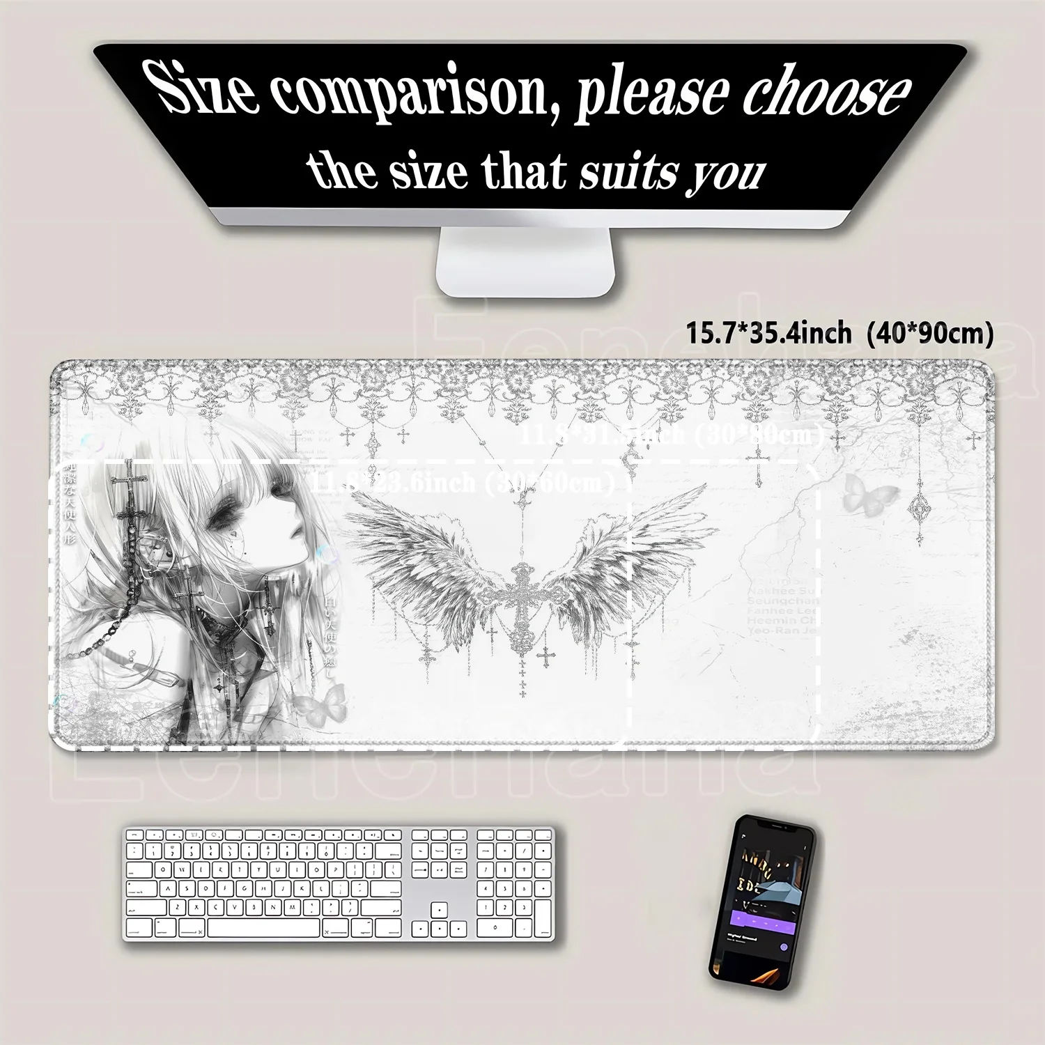 Mousepad preto e branco, estét - Desk Setup Accessories Aesthetic avaliação e preço