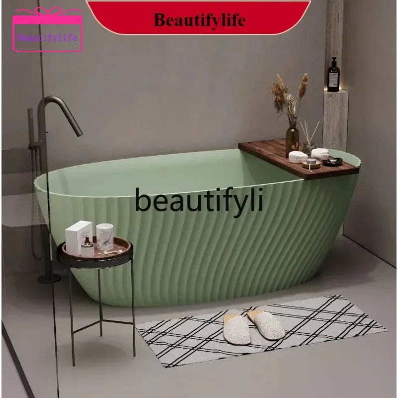 YL   Free-standing Home Bathtub Homestay Double Pure PMMA Artificial Stone Art Bathtub