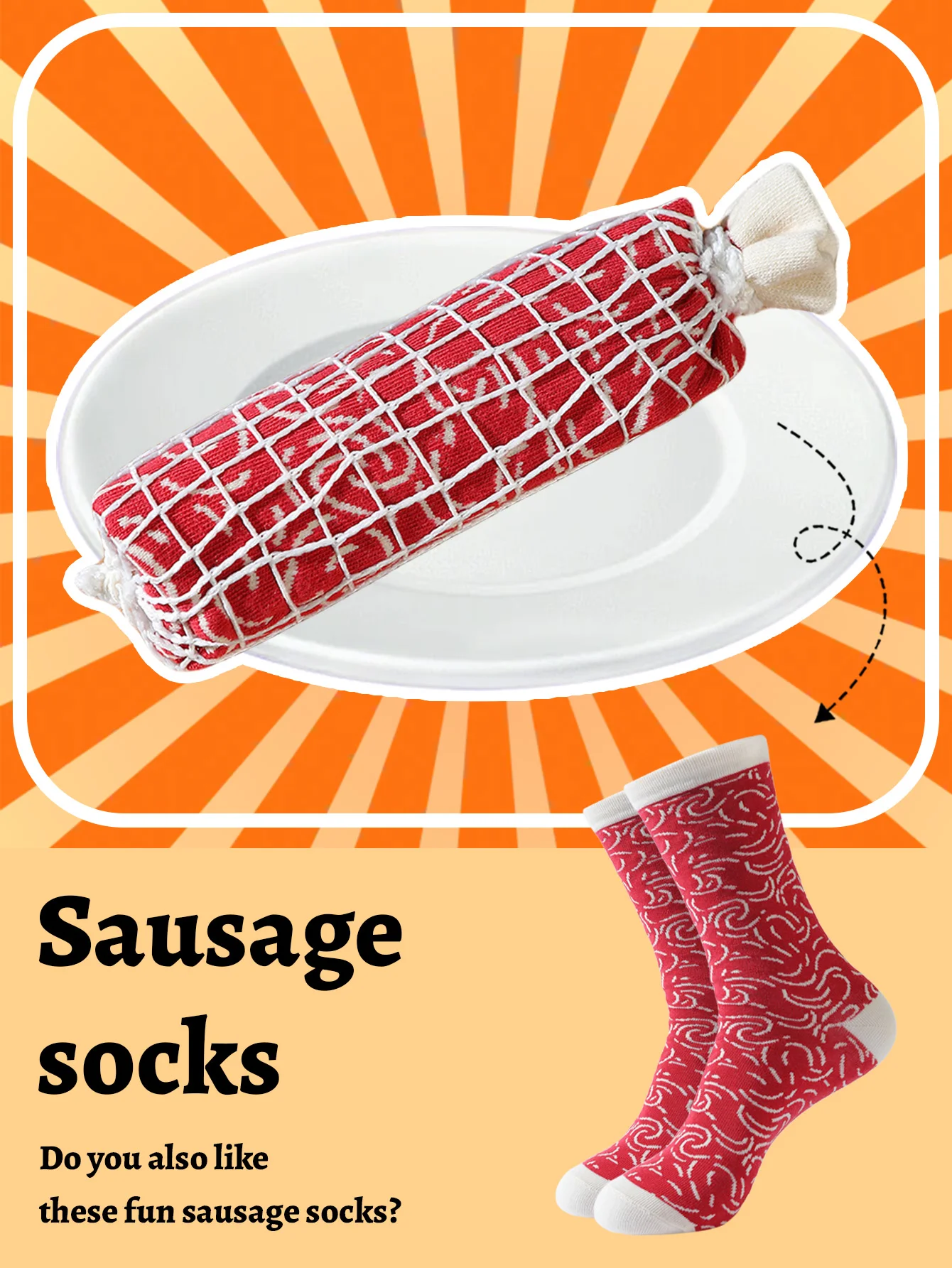 1 par de calcetines de hombre a media pantorrilla, adecuados para hombres y mujeres, calcetines de caja de regalo de salchicha coloridos novedosos y divertidos, estilo de tendencia de moda europea y americana, cómodos y transpirables, regalo novedoso informal para fiestas, Navidad, Papá Noel, estilo de otoño e invierno