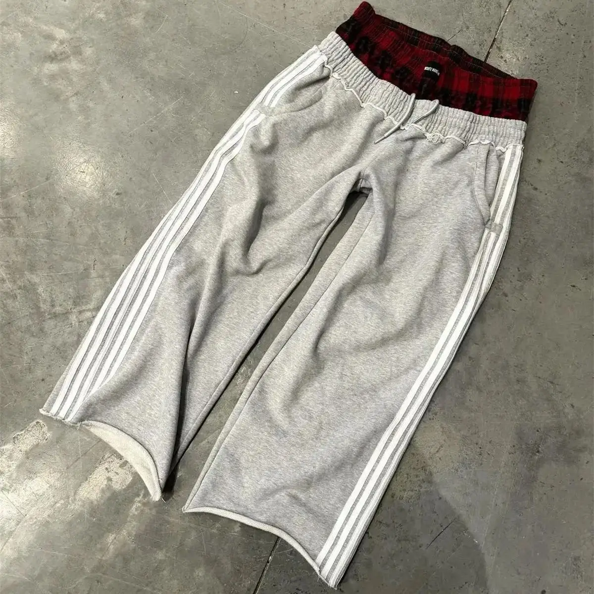 Y2k Striped Casual Women Pants Fashion Retro Harajuku Loose Sweatpants Splice Lattice High Waist Trousers 2024 New In Hip Hop