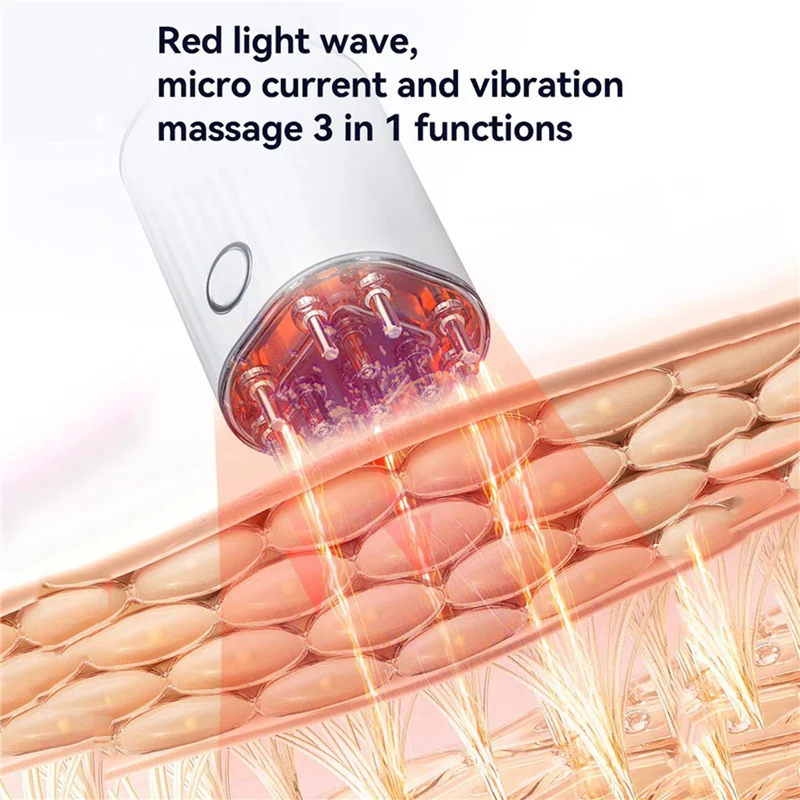 A55X-2X 3-In-1 Vibrating Hair Oil Applicator & Scalp Massager Red Lights With 70Ml Storage Hair Treatment Growth Applicator