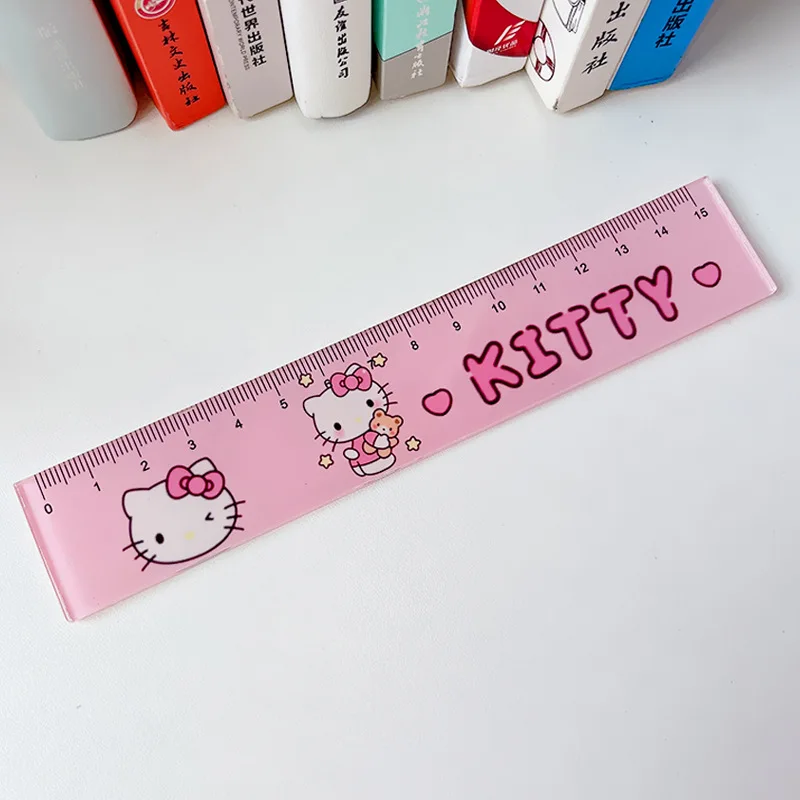 My Melody Ruler Sanrio Anime Kuromi Cinnamoroll Student Scale Office Culture Teaching Cartoon Cute Draw Plastic Ruler Kid Gift