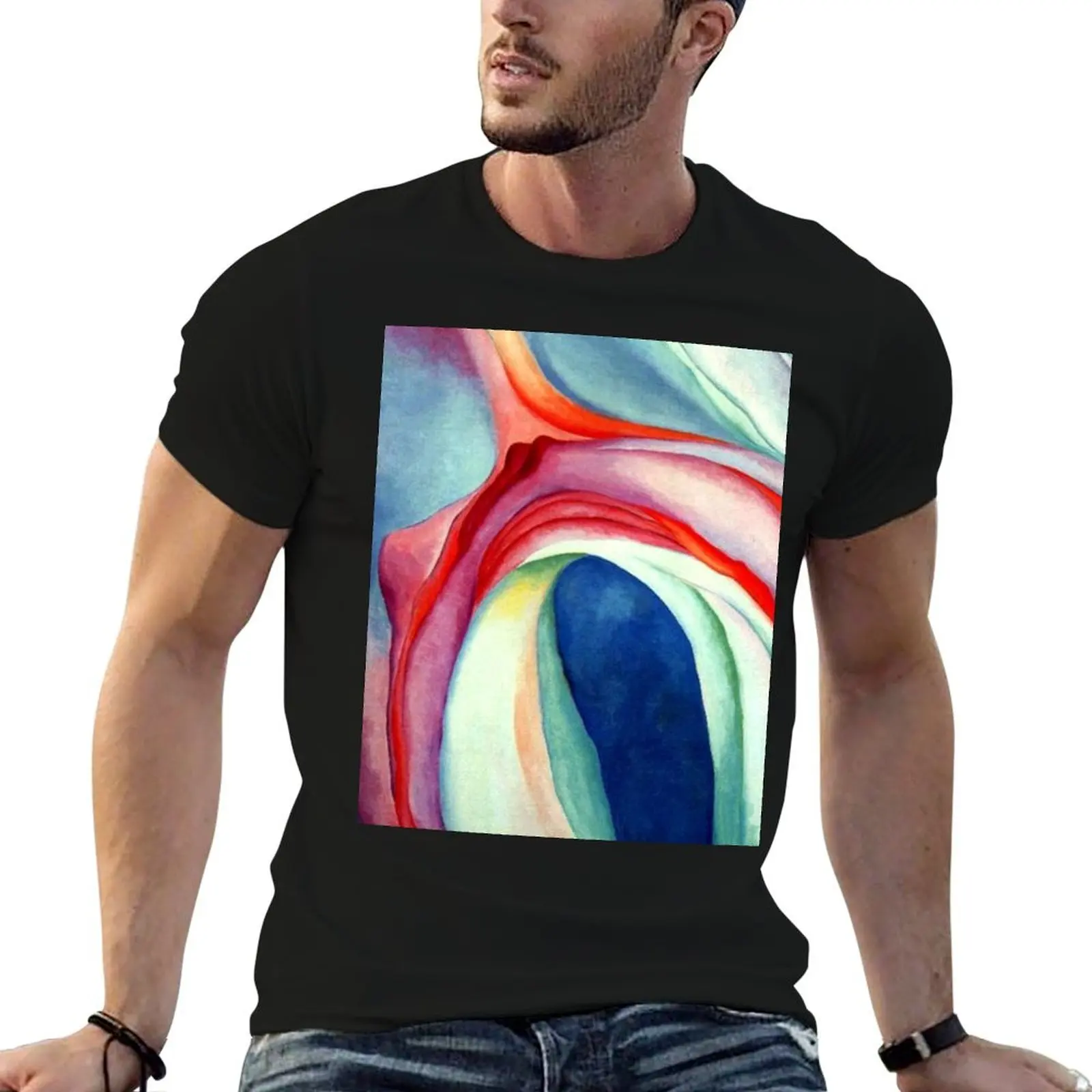 

Music, Pink and Blue No.2 by Georgia O'Keefe T-Shirt t shirts for man cotton soft t shirt custom print T-Shirt