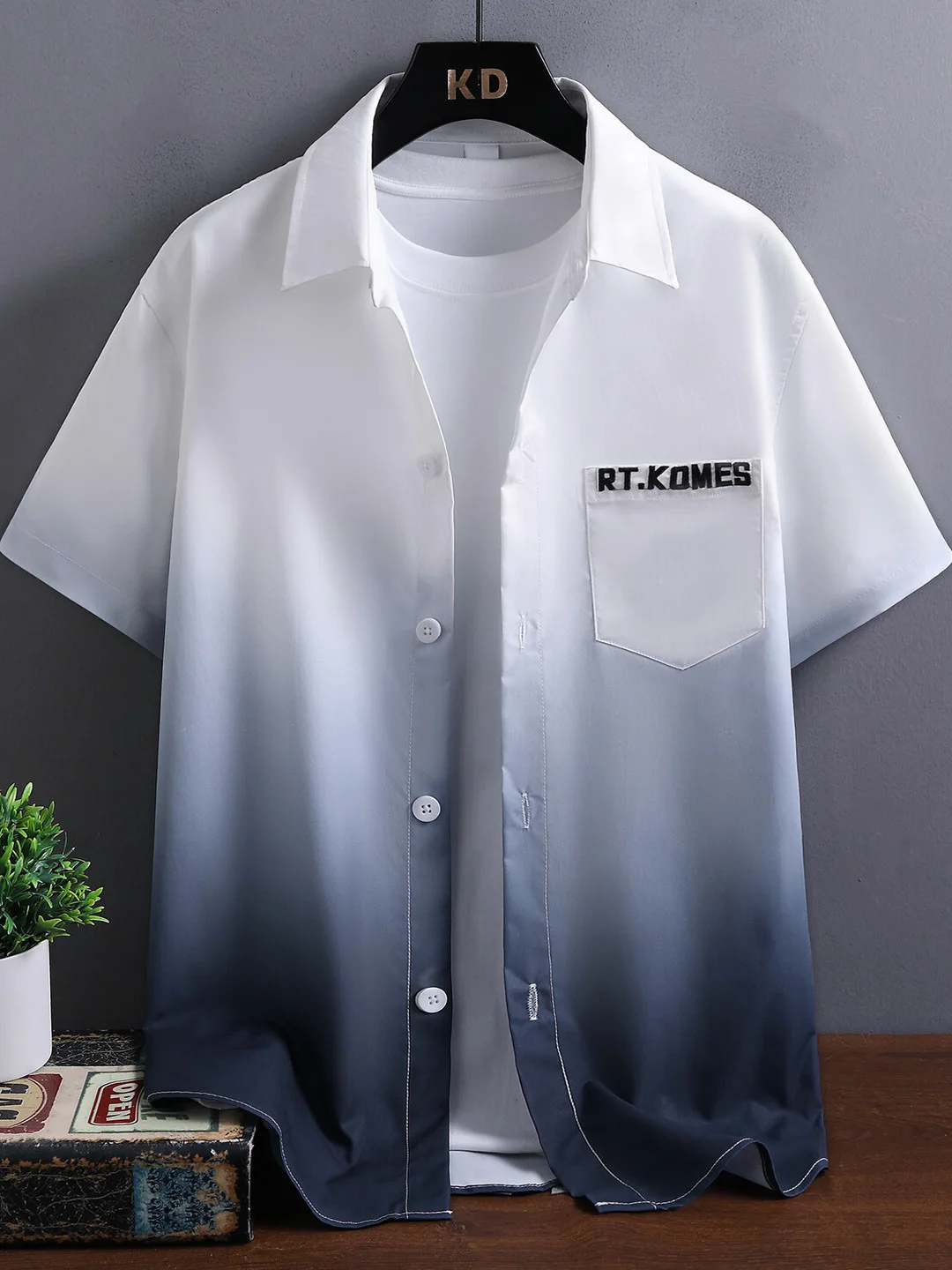 

Men's Casual adient ort Sve irt Summer New Sle Loose Faionable Polyester Fiber Breathable Ci Sle Button up