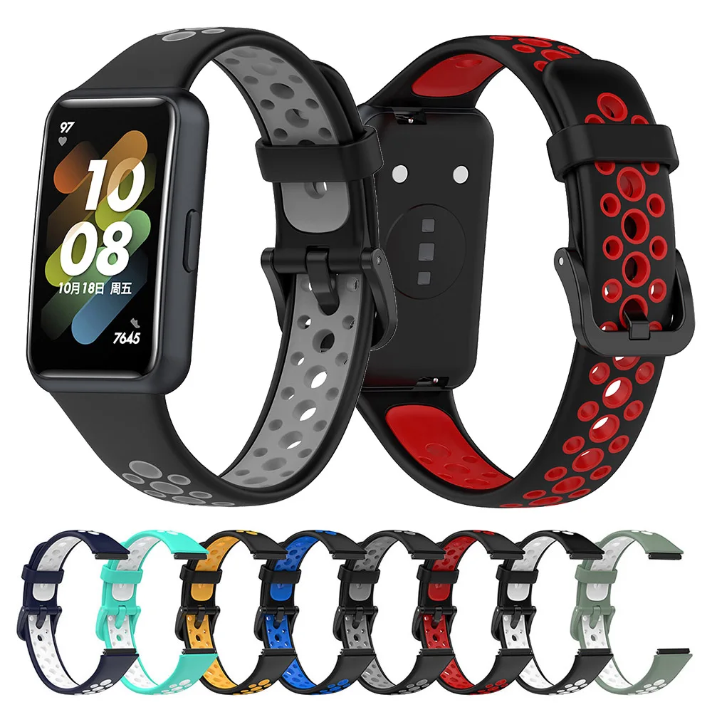 TPU Wrist Strap For Huawei Band 7 Bracelet Wristband Two-Color Watchband