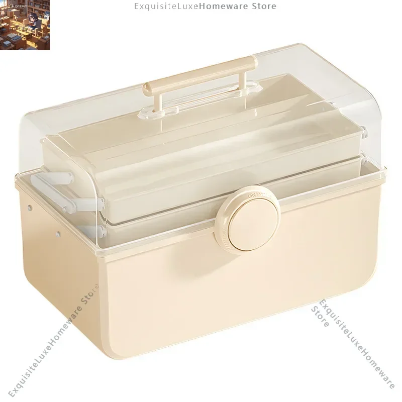 

Household large medicine case Plastic multi-layer grid portable family emergency portable first aid case