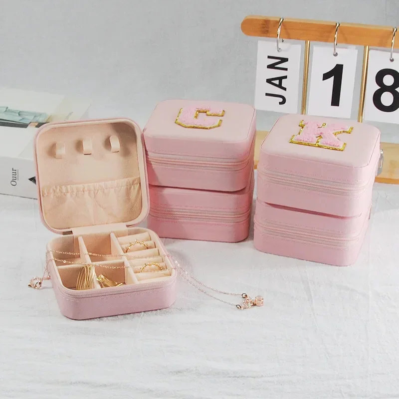 

1pcs Single Layer Storage Box Ladies Travel Leather Jewelry Box Classic Black Pure White Fashion Pink Storage Box