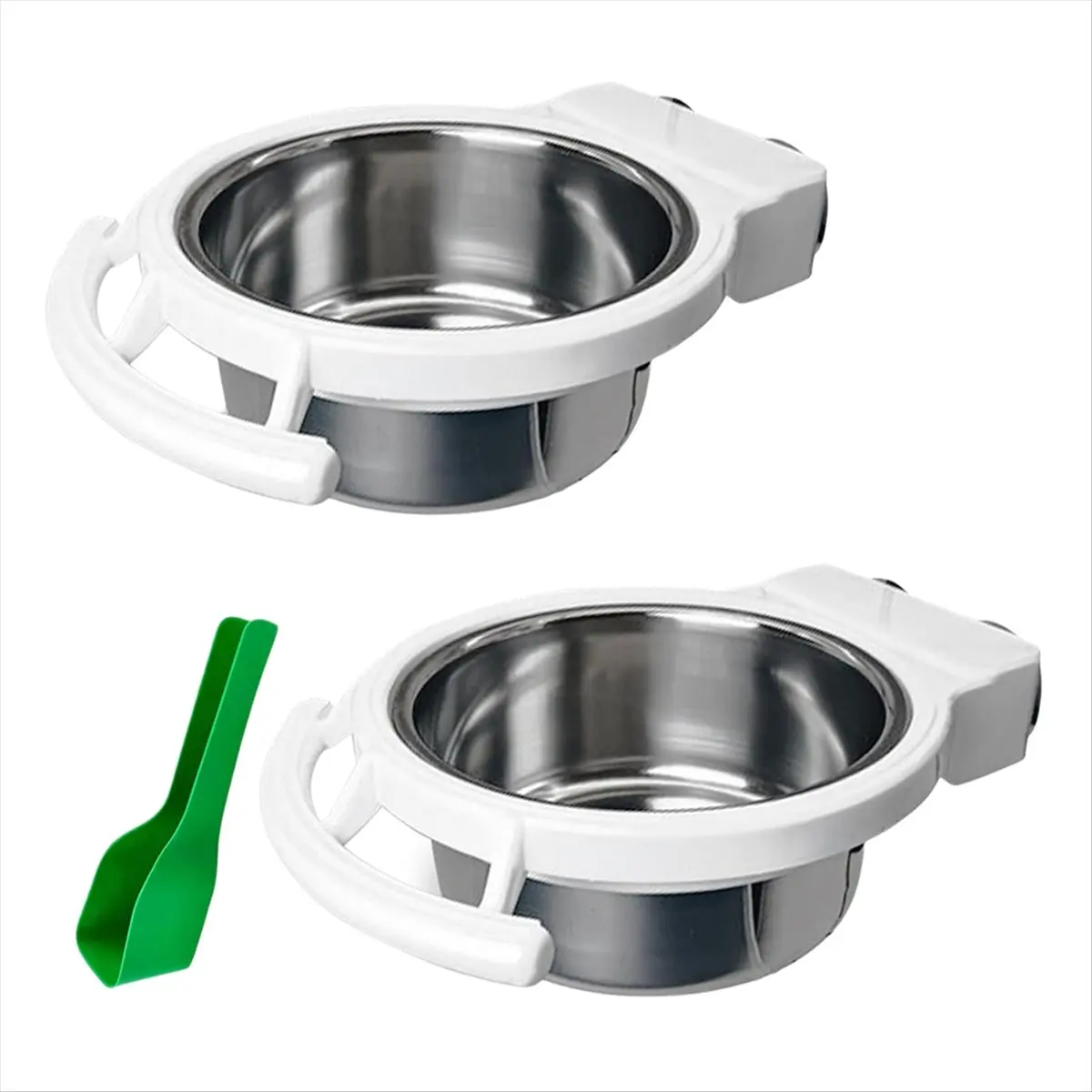 ABZT 2 PCS Bird Feeding Dish Cups Perch Stand Hanging Stainless Steel Bird Bowls Food Container Food and Bowls with Spoon