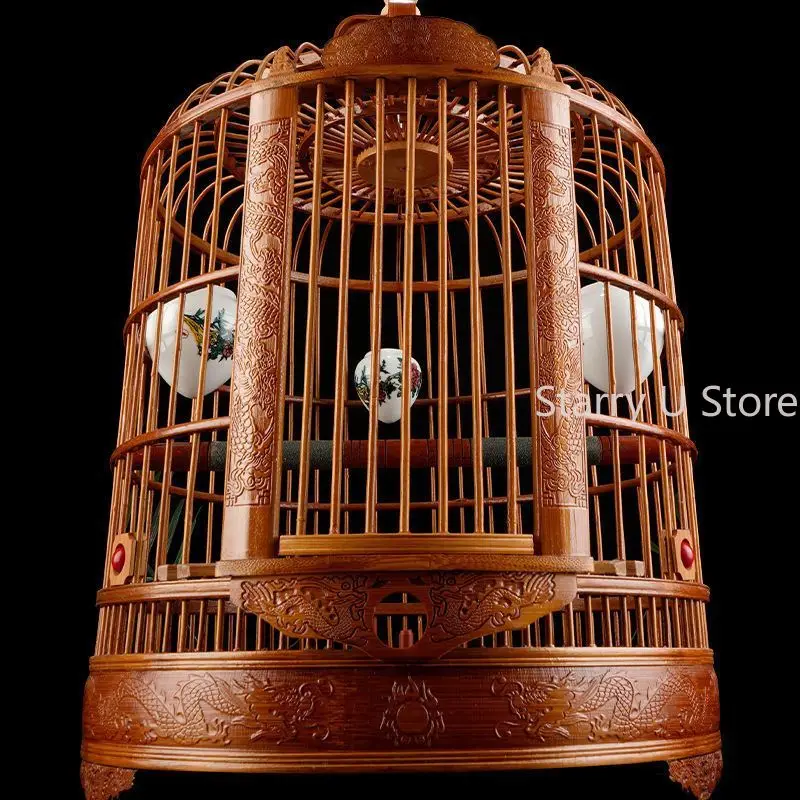 Pappagallo Vintage Bird Cage portapacchi in legno Passaros Feeder Birdcage accessori Budgie Gabbia Per Uccelli Pet Supplies CY50BC