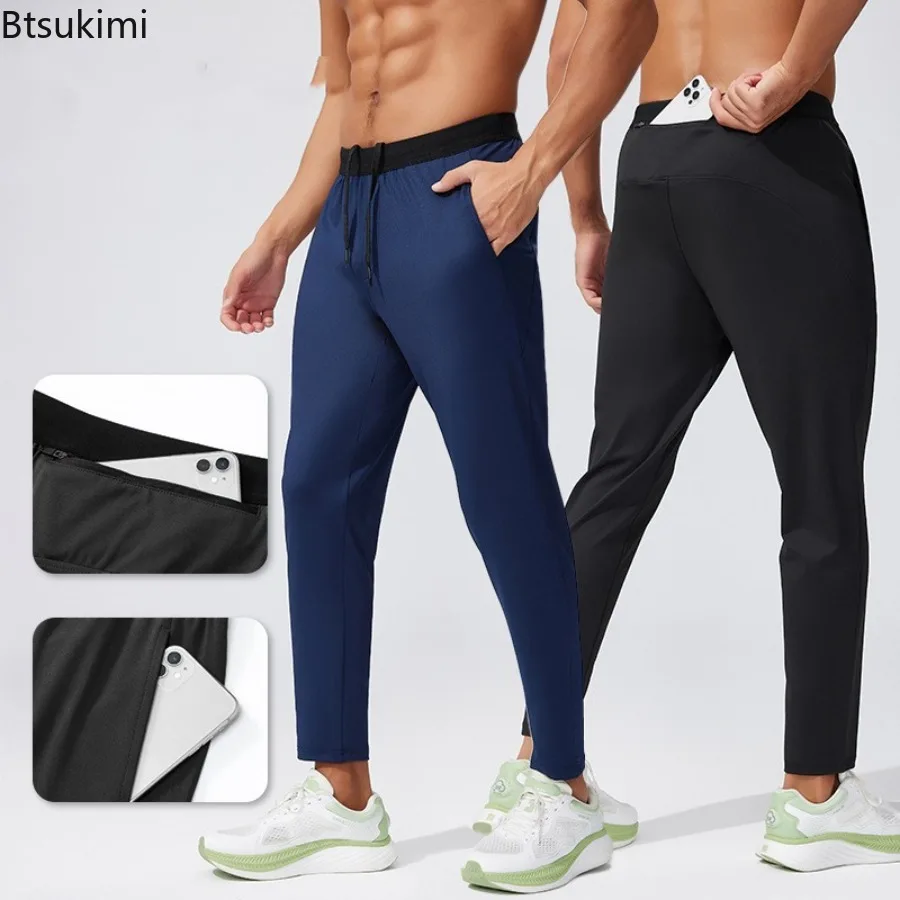 

Outdoor Running Sports Pants for Men Autumn Winter Breathable Zipper Pockets Sweatpants High Elastic Quick Dry Basketball Pants