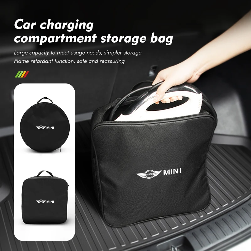 Car Cable Charging Gun Fireproof Organizer Storage Bag Tool For MINI Cooper R53 R52 R50 One JCW Clubman Countryman WORKS