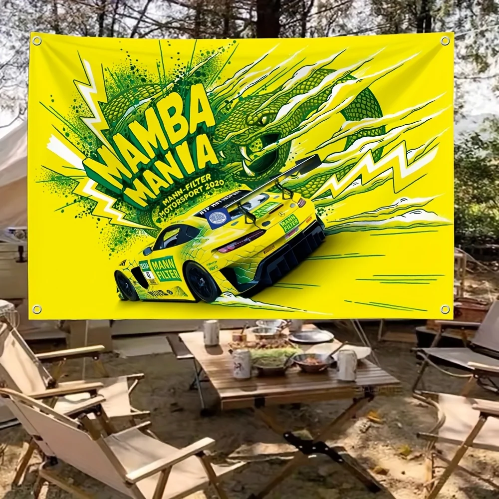 Mamba Mania Motorsport Car Flag Banner Outdoor Racing Decoration Yard Flag Pit Stop Automotive Event Decor Festival Gift 60x90cm