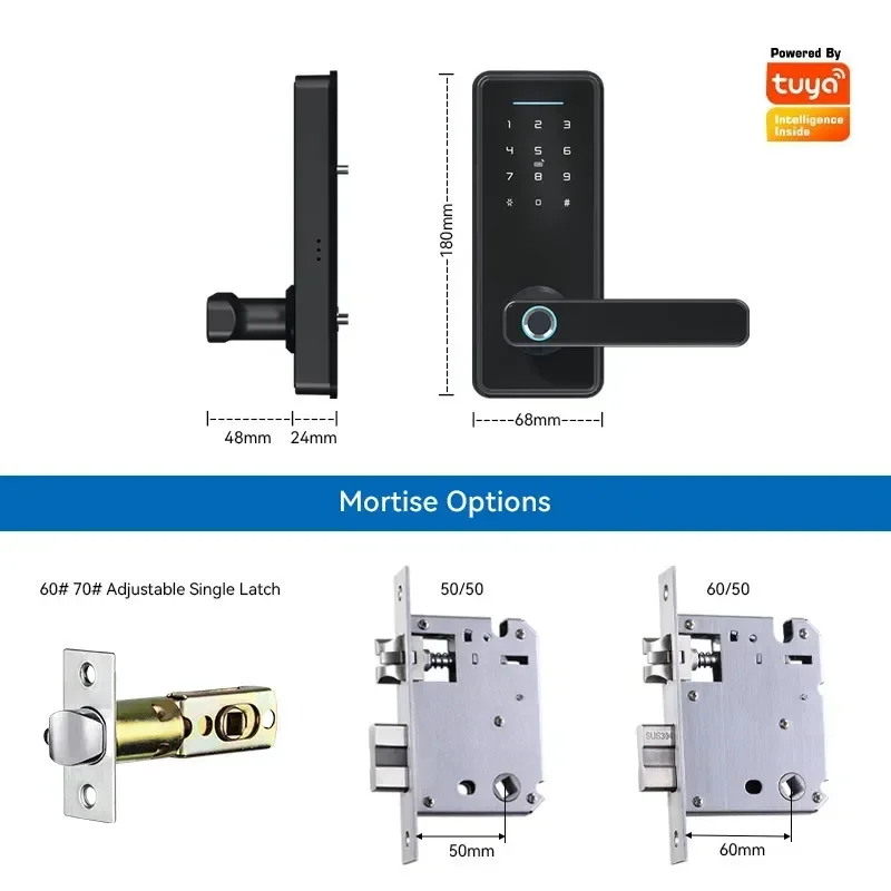 Indoor Password Lock Tuya WiFi Wooden Door Smart Lock Mobile Phone Remote Card Fingerprint Smart Home Device