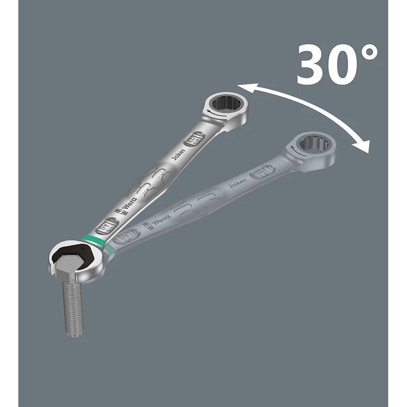 WERA 05020013001 11 Pcs Ratcheting Combination Wrench Set Ratchet Wrench with Holding Function Double-hex Anti-slip Hand Tools