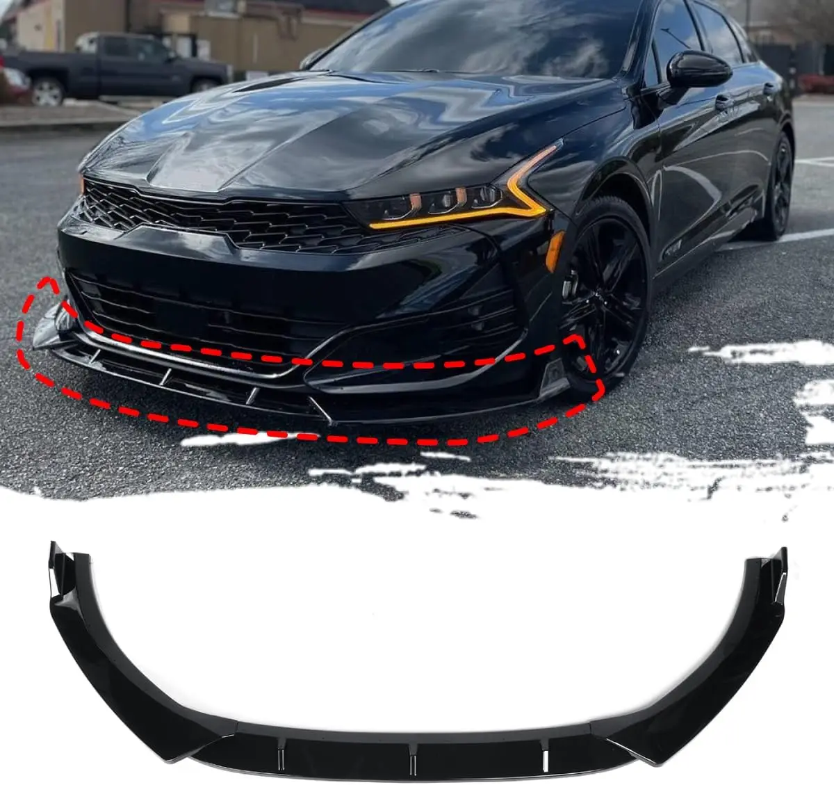 

3-Piece Front Bumper Lip Kit for Kia K5 GT-Line 2020-2025, Gloss Black Splitter
