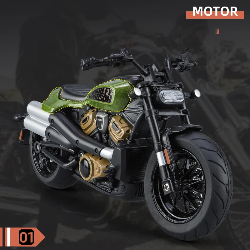 1:12 Harley Davidson Sporter S Simulation Sound & Light Trendy Alloy Diecast Motorcycle Model Boyfriend Gifts Birthday Present