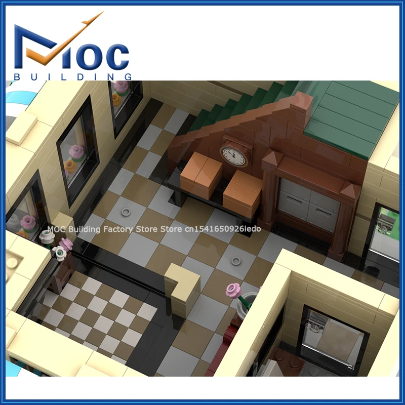 MOC اللبنات الزاوية الشقق وحدات العمارة نموذج DIY تجميع الطوب جمع عرض اللعب هدايا عيد الميلاد الإبداعية