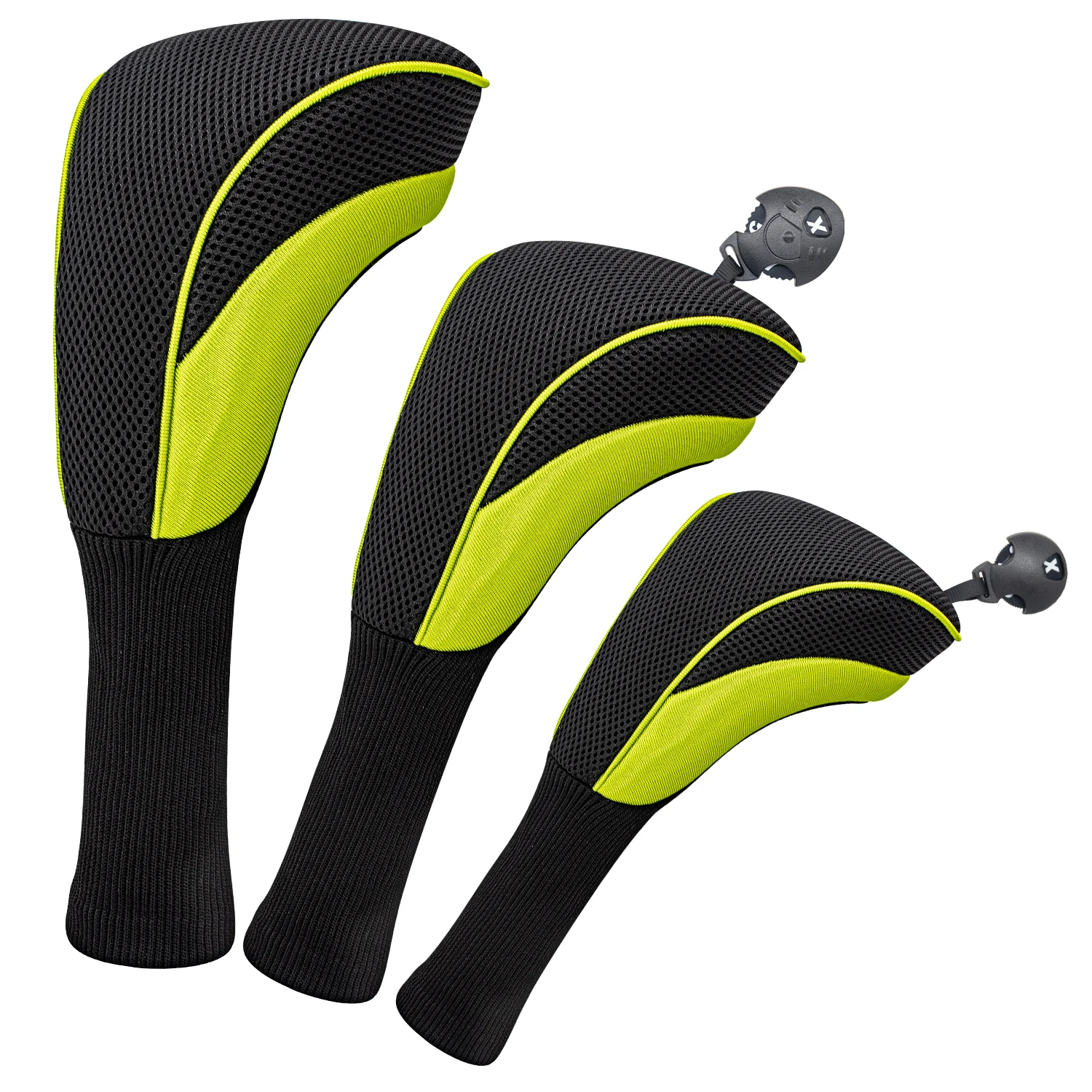 1pc/3pcs New Plain Grid Golf Wood Headcover, Black Green, Fit Driver, Fairway Wood & Hybrid, Golf Club Protector