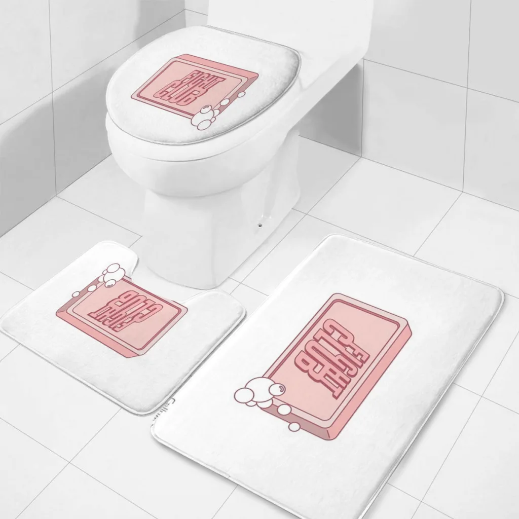 

3 Pieces Non-Slip Bathroom Rug, Toilet Mat,Soft Microfibers Absorbent Bath Mat, Fight Club Classic Soap Machine Washable