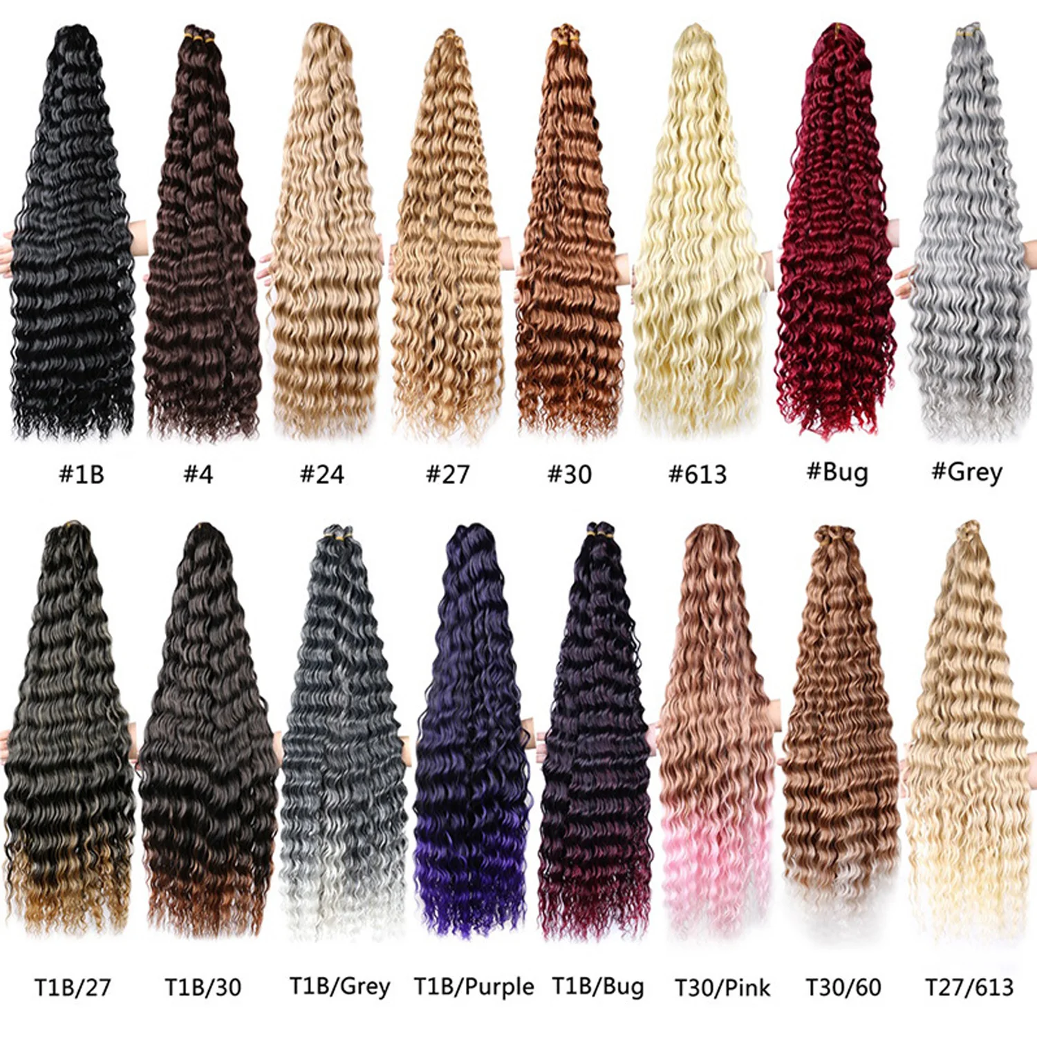 30 นิ้ว Deep Wave Twist ผมสังเคราะห์ Water Wave Twist Crochet ผมหยิกโครเชต์ Braids Braiding Hair Extension สําหรับผู้หญิง